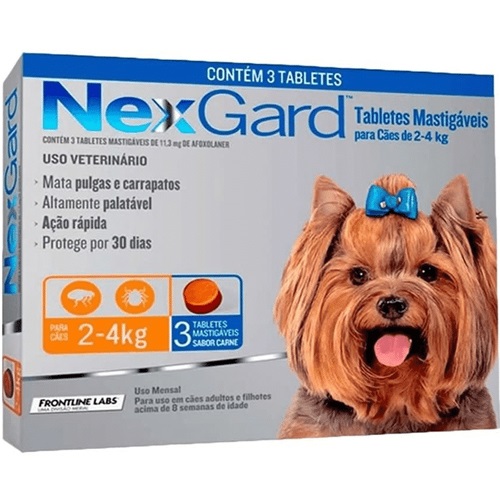Nexgard desde 2 hasta 4 Kg (3 Comprimidos)