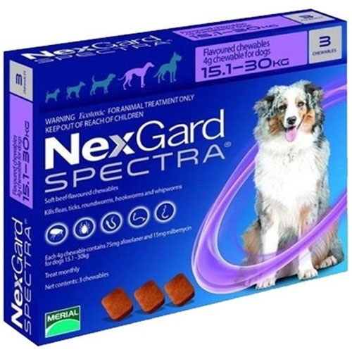 Nexgard Spectra x 3 Tableta Masticables 15,1 a 30 Kg